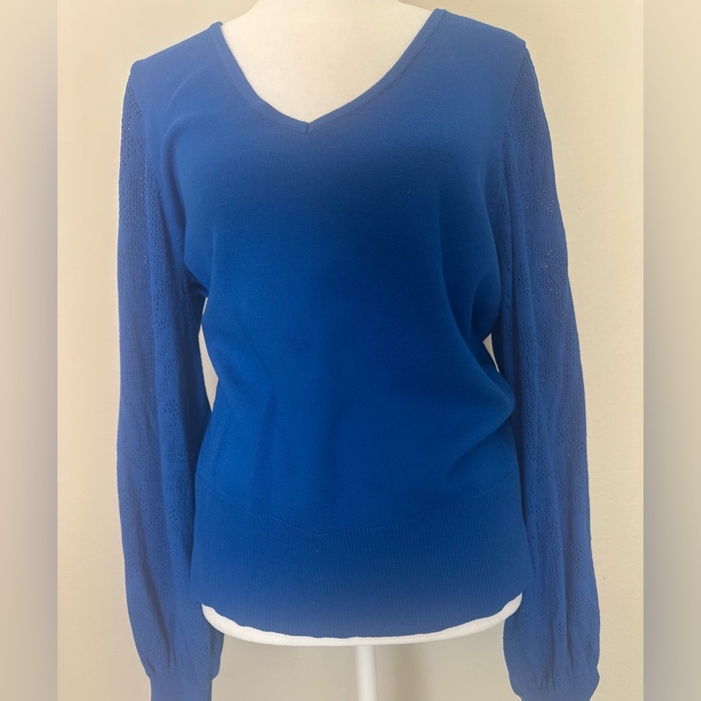 White House Black Market Blue V-Neck Sweater